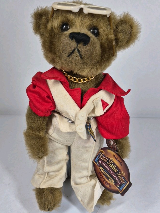 Boyds Bears Nick Brass Button Bear Plush Vest Outfit 1900s Tag