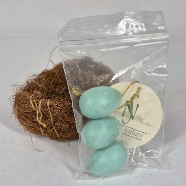 Second Nature Cedar Key Bird Nest Decor With Blue Eggs