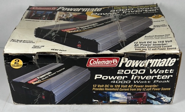 Coleman Powermate 2000 Watt Power Inverter 4000 Peak 12V DC to 120V AC