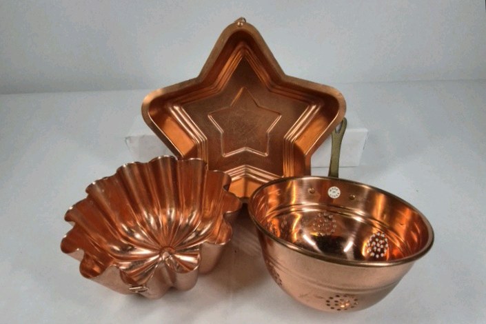 Copper Baking Molds Star and Fluted Pans Decorative Kitchen Bakeware Set