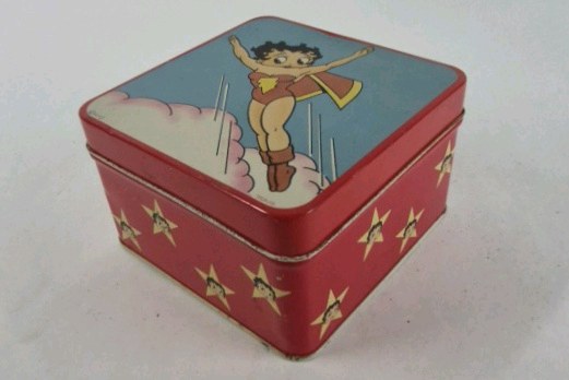 Betty Boop Metal Tin Box Red Star Design Hinged Lid Vintage Style