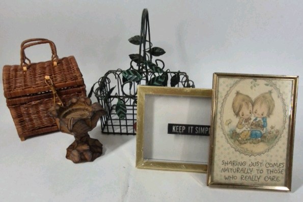 Home Decor Lot Wicker Basket Birdcage Frame Wall Art Figurine Mixed Decor Set