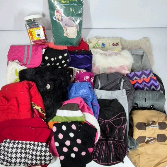 Pet Clothing Lot Dog Cat Jackets Sweaters Dresses Mixed Sizes Bundle