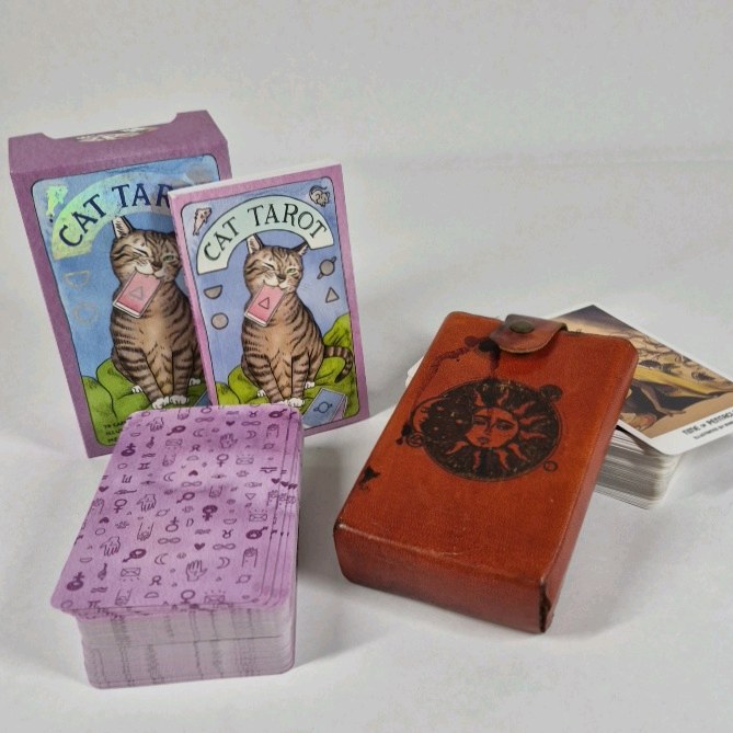 Tarot Card Lot Cat Tarot Deck Leather Case Astrology Cards Set