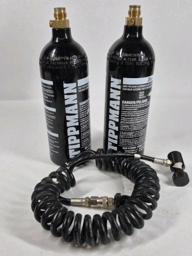 Tippmann Paintball CO2 Tank Set with Coiled Remote Line Adapter
