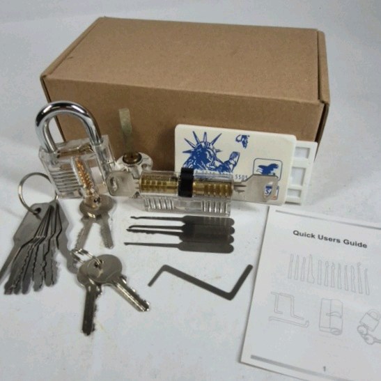 Lock Picking Practice Set Clear Padlock Training Kit Tools with Case