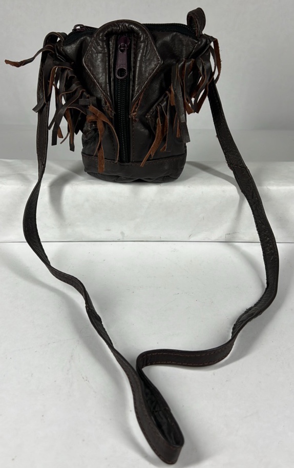 Leather Fringe Crossbody Bag Small Pouch Western Style Shoulder Strap