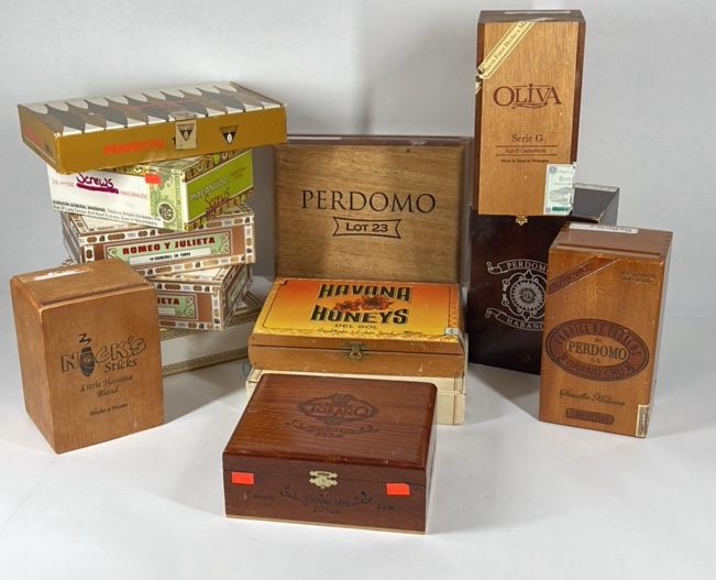 Cigar Box Lot Oliva Perdomo Romeo y Julieta Macanudo Wooden Storage Humidor Boxes