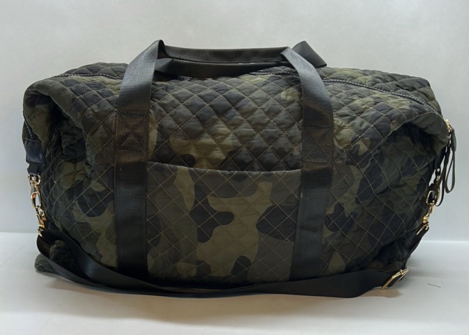 Sonoma Goods For Life Camo Quilted Duffel Bag Green Black Weekender Shoulder Strap
