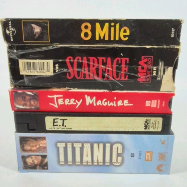 VHS Movie Lot 8 Mile Scarface Jerry Maguire ET Titanic Films