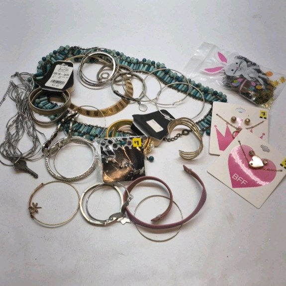 Mixed Costume Jewelry Lot Bracelets Necklaces Earrings Charms Assorted
