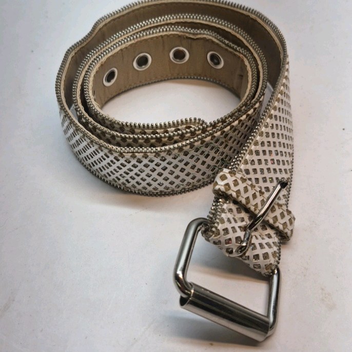 Wide Rhinestone Studded Belt Silver Tone Leather Sparkle Buckle