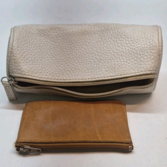 Cinque Leather Coin Purse Zip Pouch Lot Brown White Small Accessories