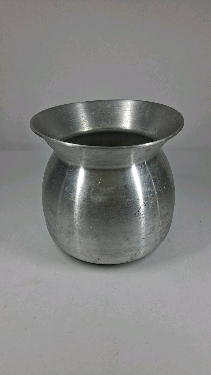 Vintage Aluminum Spittoon Cuspidor Pot Bellied Metal Tobacco Chew Container