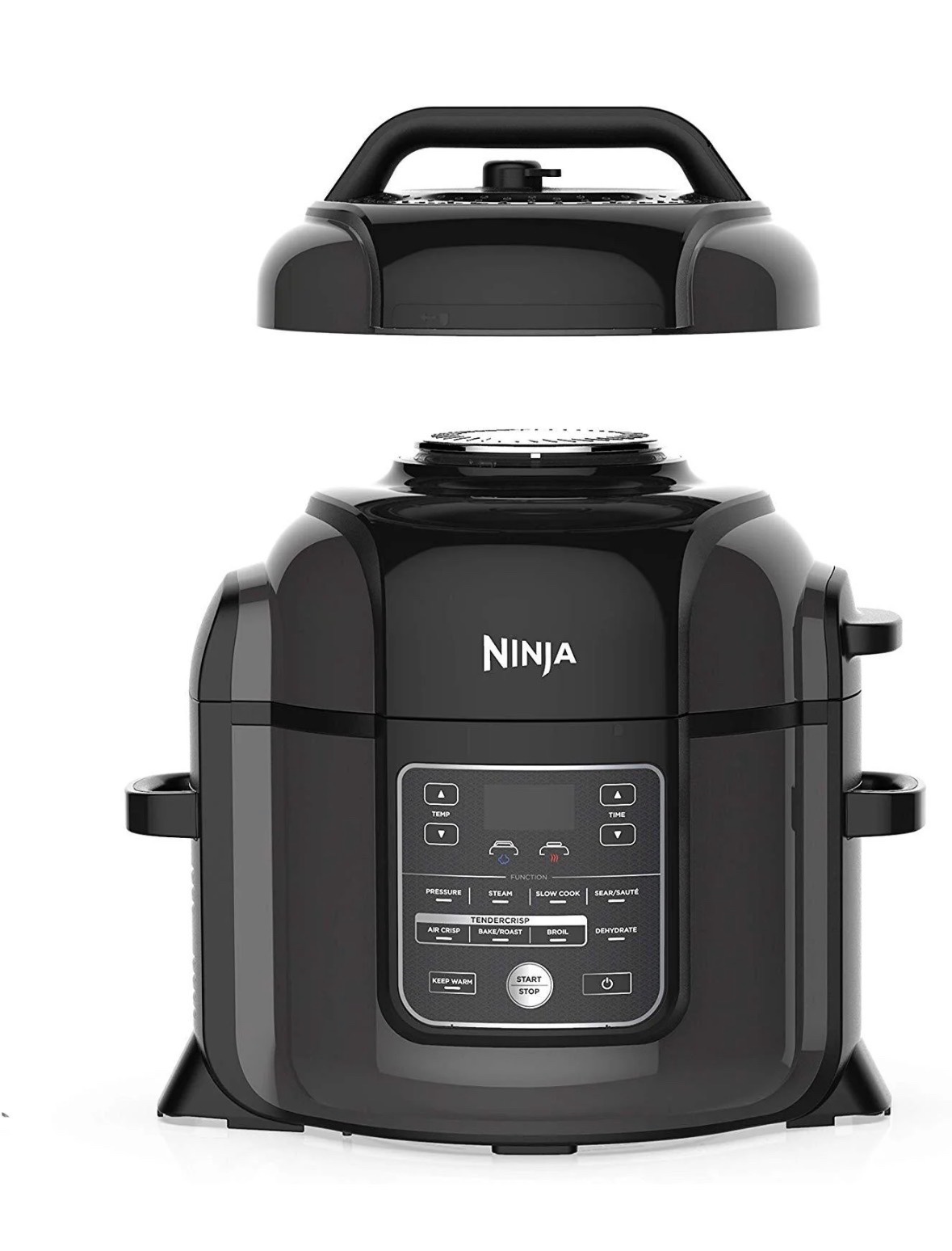 Ninja Foodi 7-in-1 Programmable Pressure Fryer, Slow Multi Cooker with TenderCrisp Technology, 5 Pot, 3-qt. Air Fry Basket (OP101), 5-Quart, Black/Gray