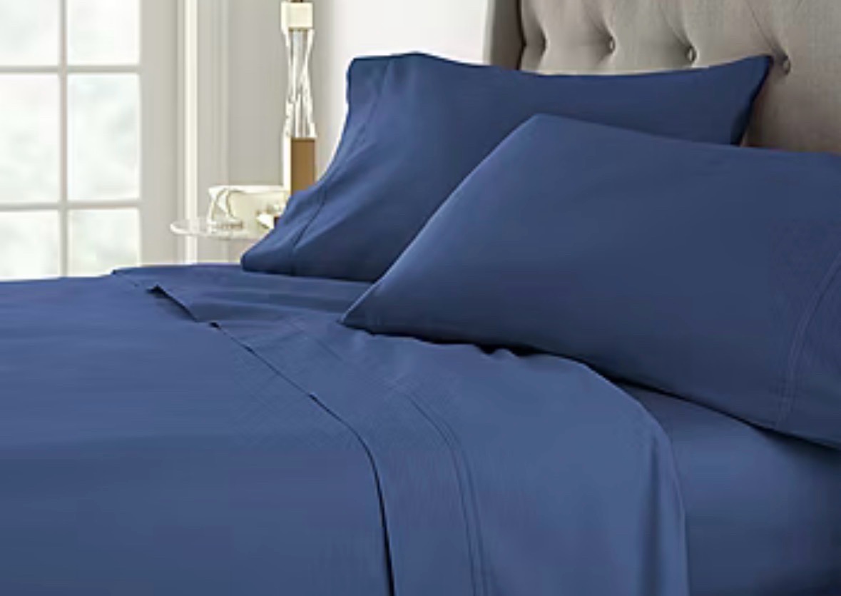 King Liz Claiborne Ultra Fit Performance 575TC Sheet Set Kensington Blue Color Split King Sized Bed