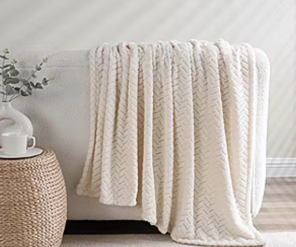 West Village Luxury Living 50 x 60 Throw Blanket Ivory Color