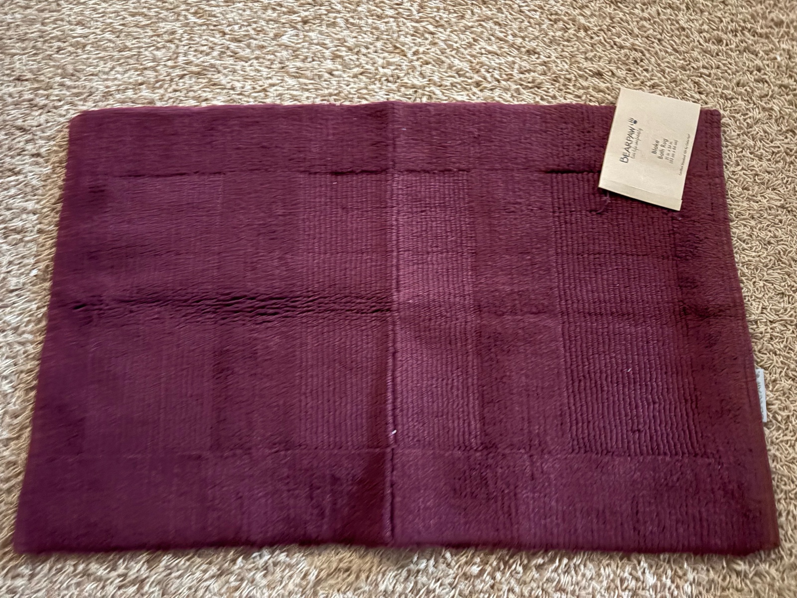 BearPaw Brand Blake Bath Rug 21 Inches by 34 Inches Burgundy Color Certified Standard 100 By Oeko-Tek