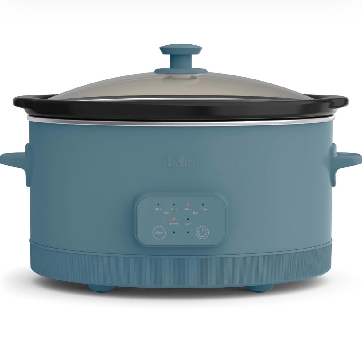 bella 6.0 Qt Programmable Slow Cooker, Ceramic Nonstick Coating, Adjustable Temperature & Cooking Times, Dishwasher Safe Stoneware Pot & Tempered Glass Lid, Tangle Free Cord Wrap, Surf