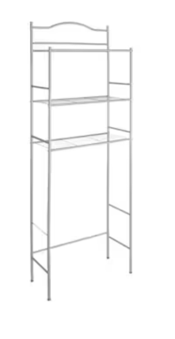 Kenney 23-in x 65-in x 9.6-in Polished Pewter 3 -Shelf Over-the-Toilet Storage