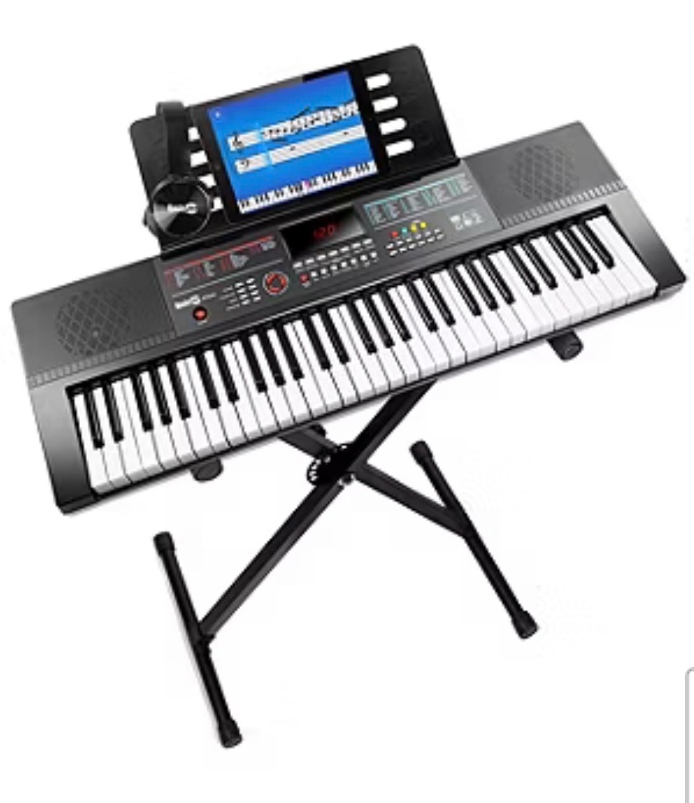 Rockjam 61 Key Electronic Keyboard LED Display, Four-Piece Set, Great for Lessons and Beginners