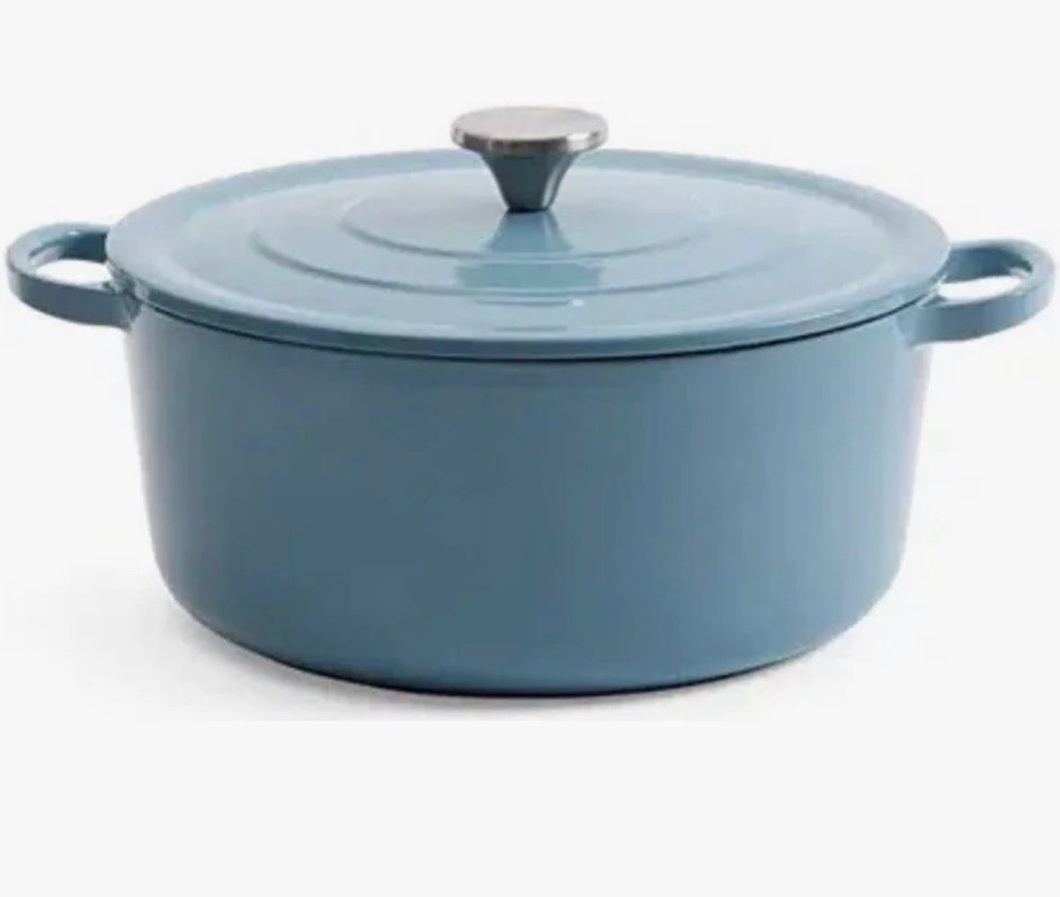 Cooks Cast Iron Dutch Oven with Lid Coronet Blue Color, 5.6 qt Sized, New in Box