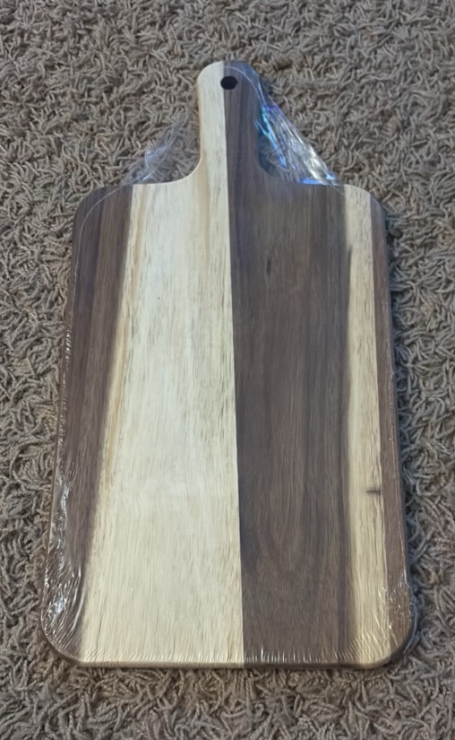 Wooden Charceuteri Board for Entertaining and Parties, Multi-Colored Stained Wood, Still in Original Plastic Wrap