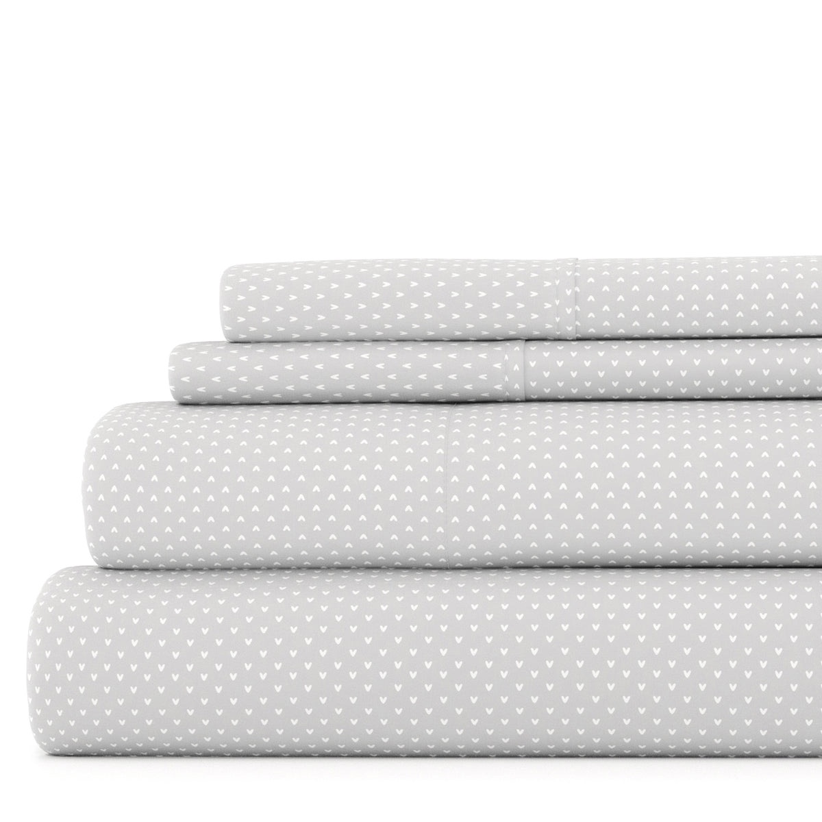 Queen - My Heart 4-Piece Patterned Sheet Set - 1 Fitted Sheet, 1 Flat Sheet, 2 Pillow Cases