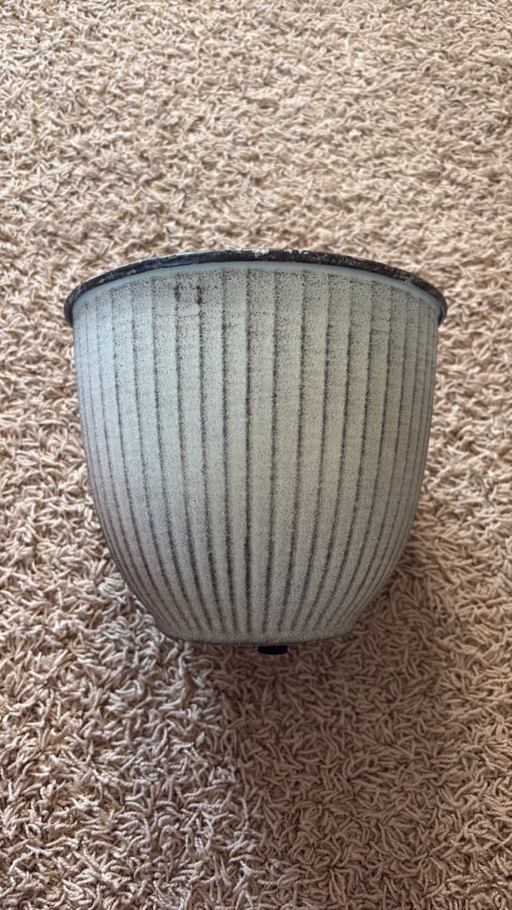 Natural IronStone GardenFlower Pot, 1.32 Gallon 8-Inches Wide Latte Light Brown Tannish Color