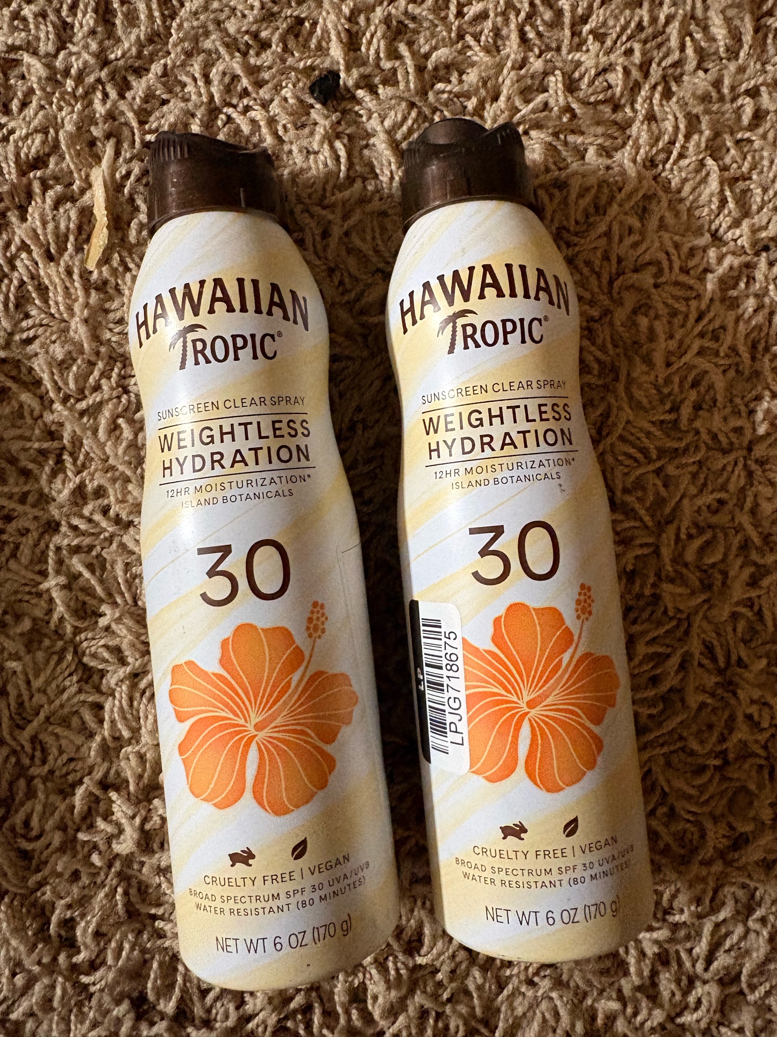 Two Cans of Hawaiian Tropic Sunscreen Weightless Hydration 30 SPF Made With Island Botanicals Get Ready for Summer