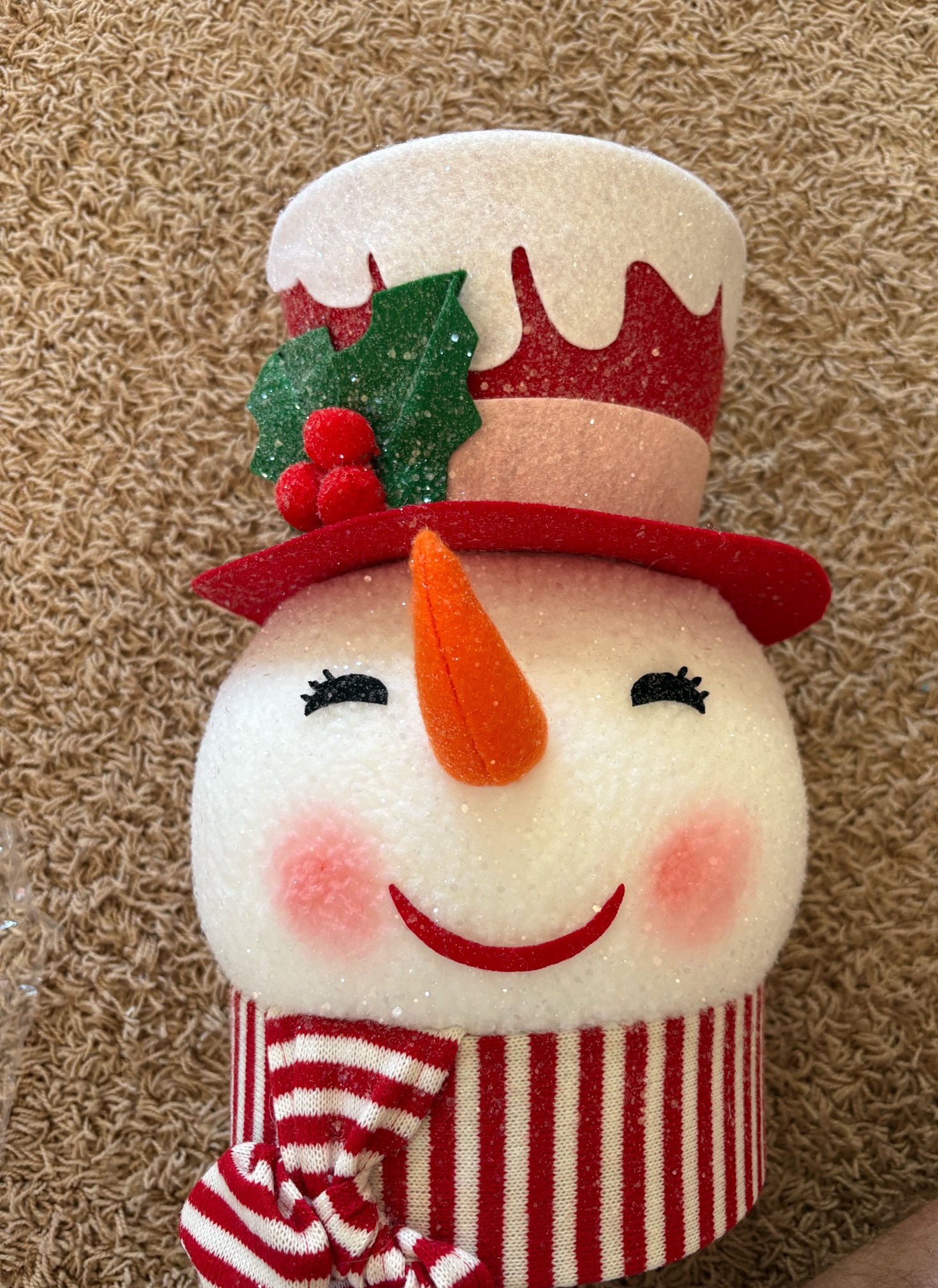 Christmas Snowman Decoration, Great for Tabletop or Can be Mounted to the Top of a Christmas Tree