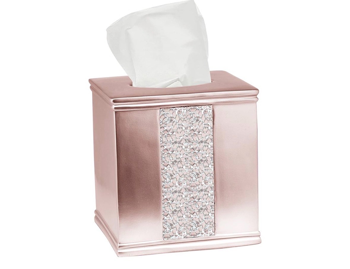 Popular Bath Sinatra Modern Bath Tissue Box Modern Classic Contemporary Decorative Beautiful Designs Bathroom Decor for Home Luxury Bath, Blush Pink Color