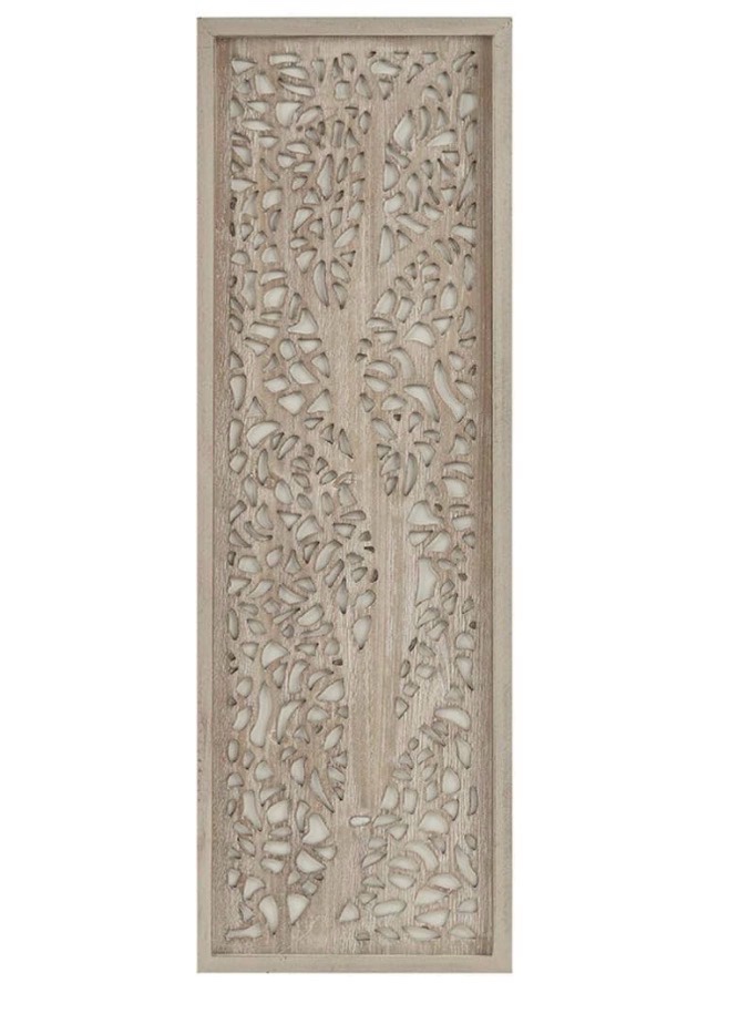Madison Park Laurel Wall Art - Laser Cut Carved Botanical Tree Branches, Genuine Fir Wooden Framed, Rustic Finish - Modern Farmhouse Dcor for Living Room, Ready to Hang Panel, 12 x 36,
