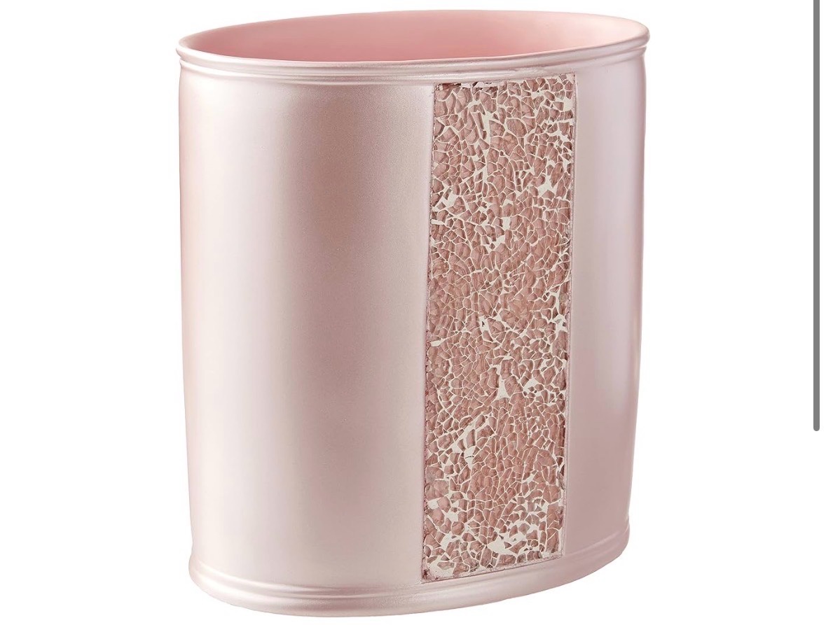 Popular Bath Sinatra Modern Bath Waste Basket Modern Classic Contemporary Decorative Beautiful Designs Bathroom Decor for Home Luxury Bath, Blush Pink Color (The Last Picture Is Deceiving as the Camera Makes it Look More Brown Than it Actually Is)