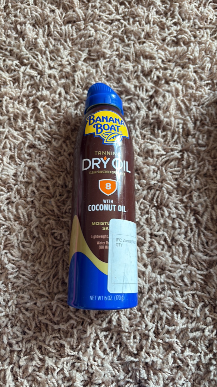 Banana Boat Brand Dry Tanning Oil Spray Can 8 SPF With Coconut Oil Lightweight and Not Greasy 6 Ounce Spray Can DOESNT EXPIRE UNTIL 2028