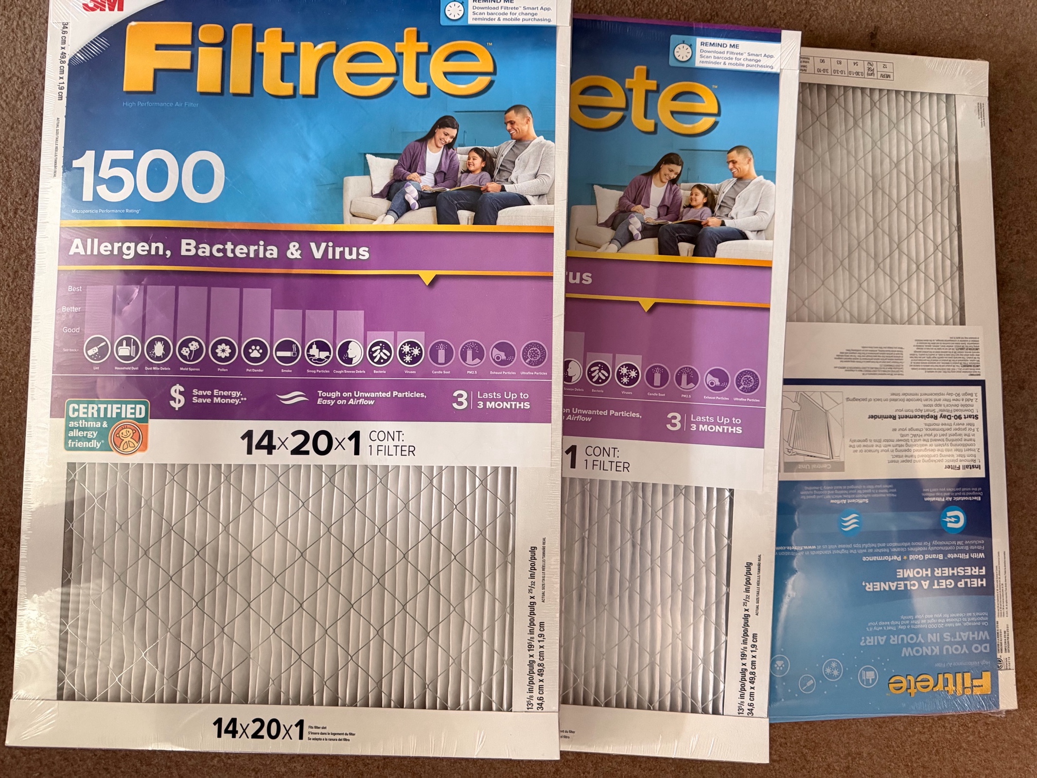 3 14x20x1 3M 1500 HVAC air filter