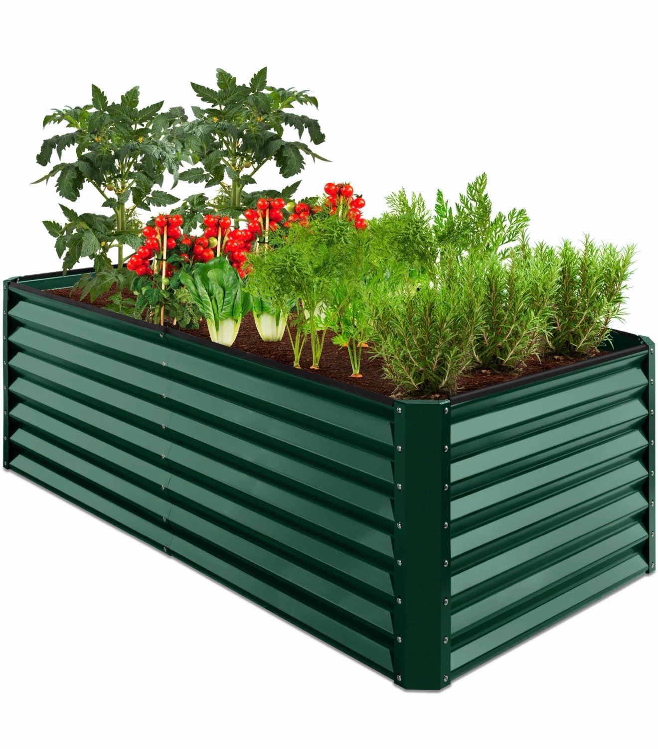 New 6x3x2ft Outdoor Metal Raised Garden Bed, Deep Root Box Planter for Vegetables, Flowers, Herbs, 269 Gallon Capacity, 100% Non Toxic Materials - Dark Green
