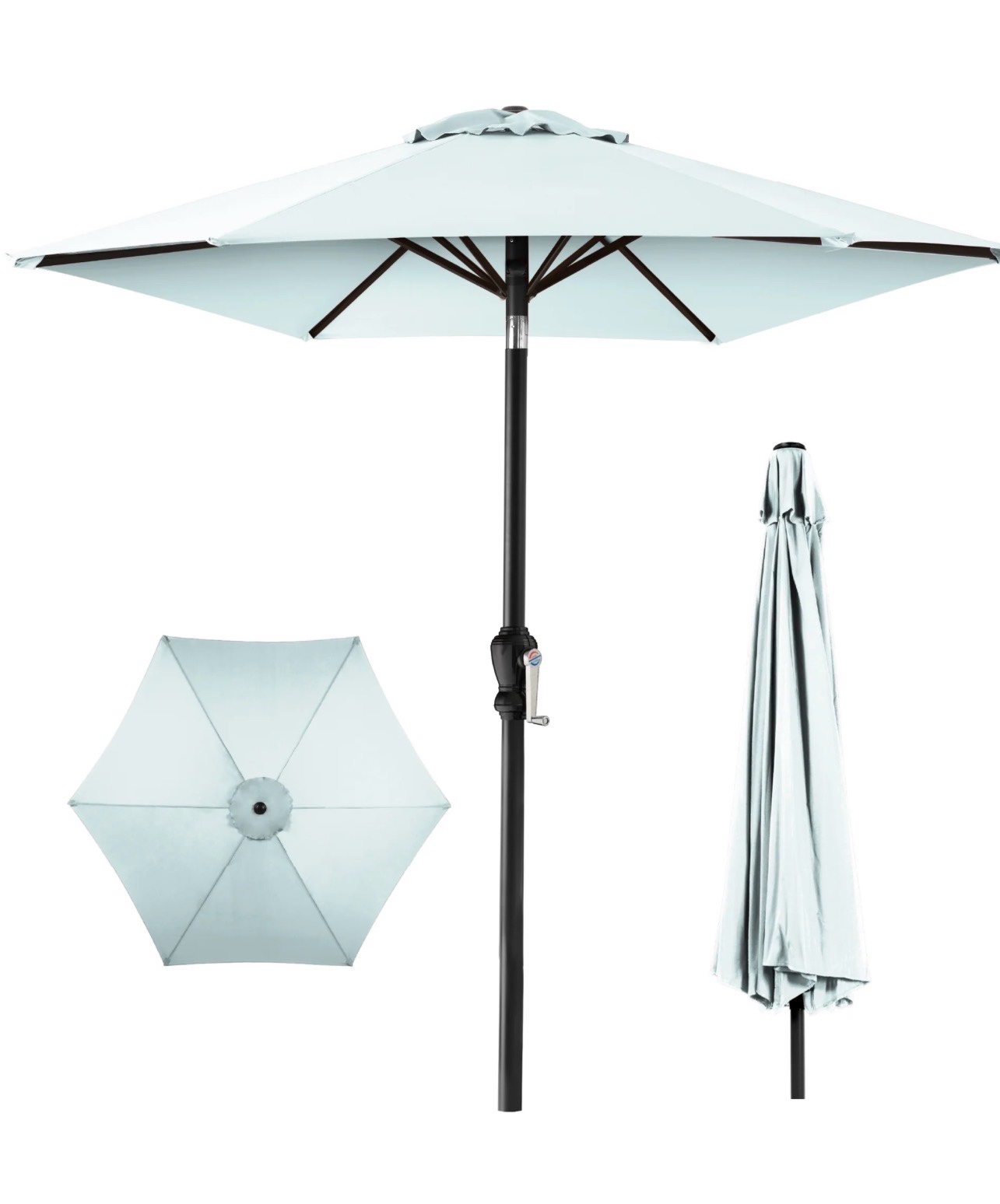 Outdoor Steel Market Patio Umbrella Decoration w/ Tilt, Crank Lift - 10ft