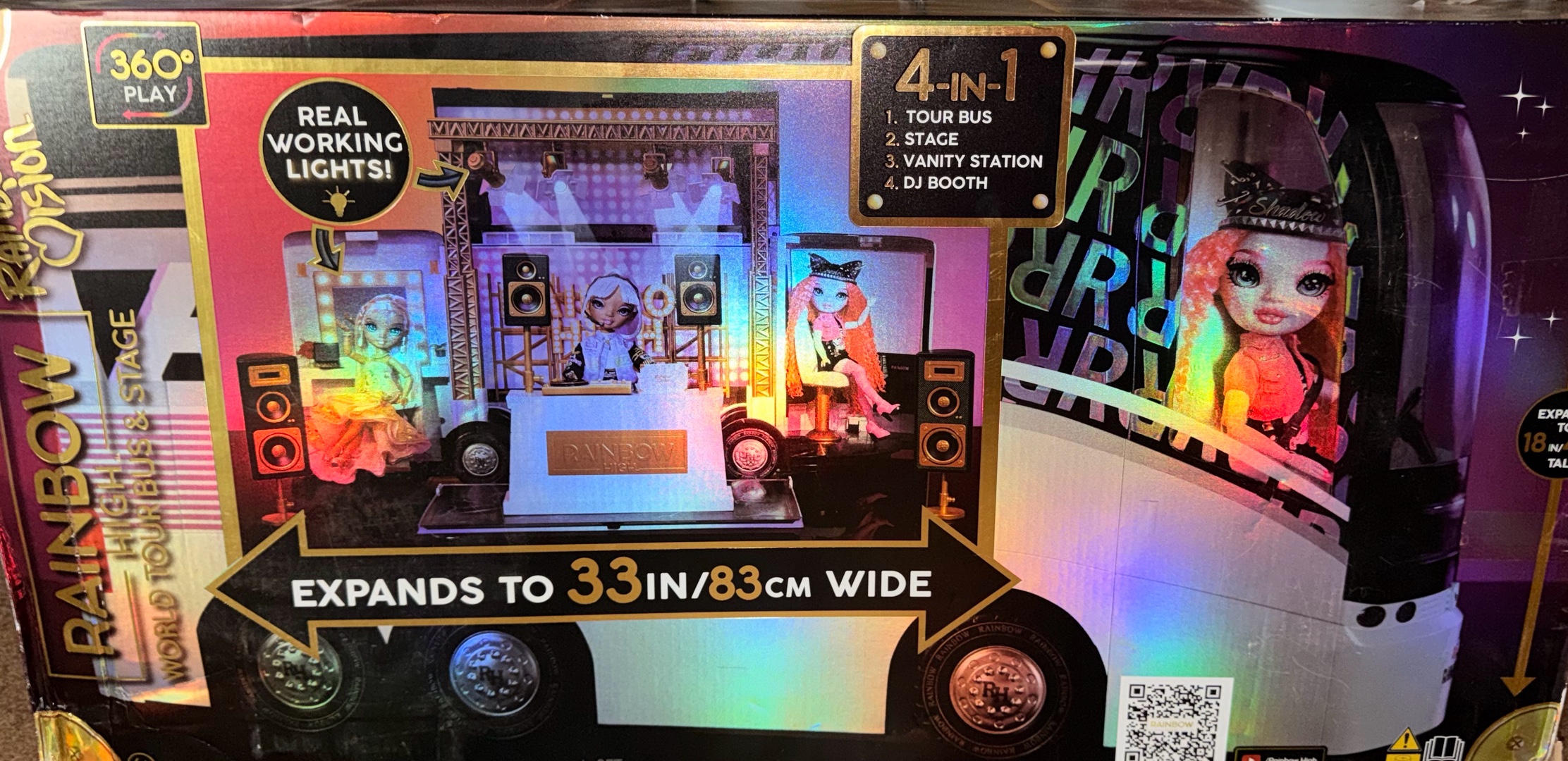 New Huge Rainbow High Rainbow Vision World Tour Bus & Stage playset