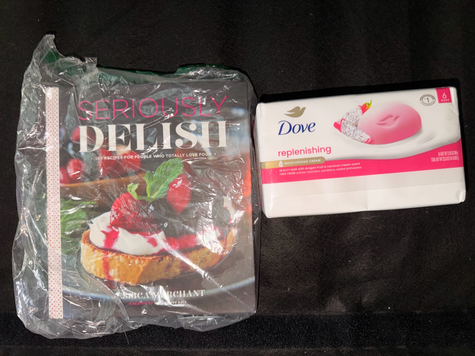 New Dove soap bars & Delish Cook Books