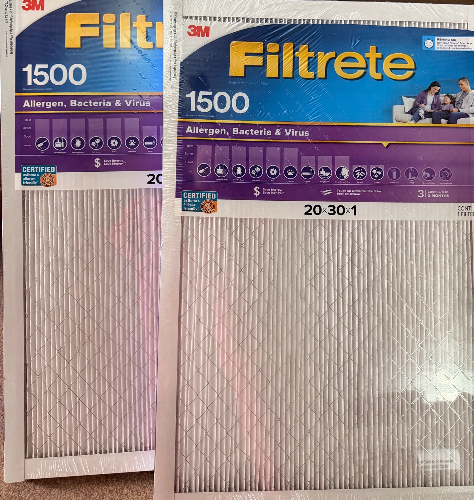 New 20x30x1 HVAC Furnace Air Filter, MPR 1500 MERV 12, Allergen, Bacteria and Virus
