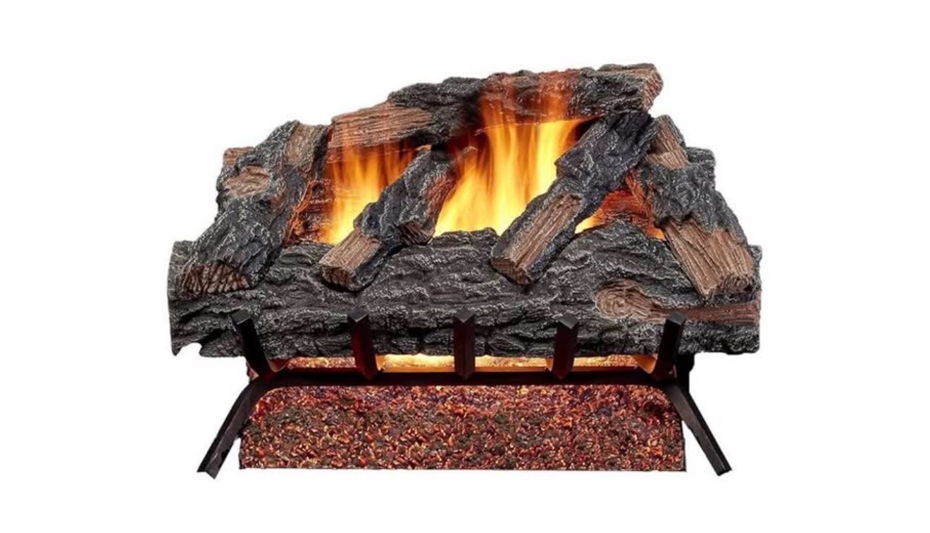 New HearthSense MO24HVL Natural Gas Vented Fireplace Logs Set with Match Light, 55000 BTU,