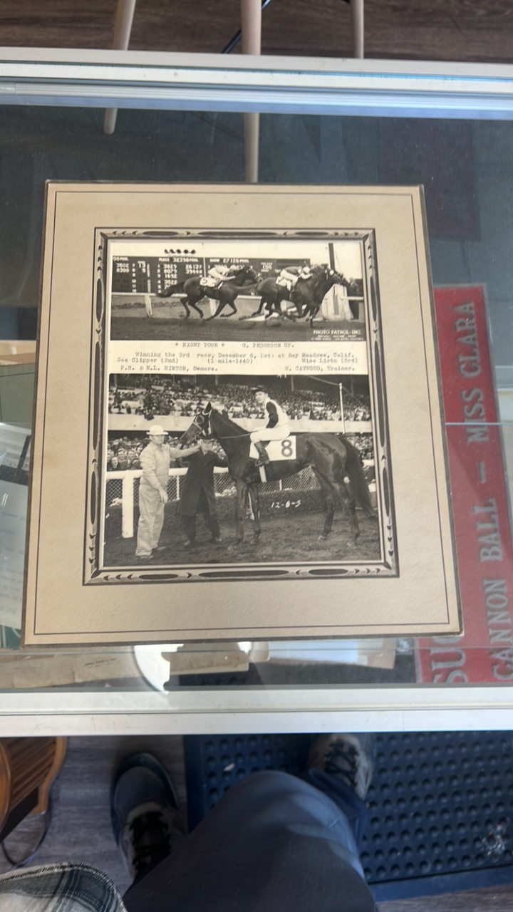 1947 night tour horse racing photograph