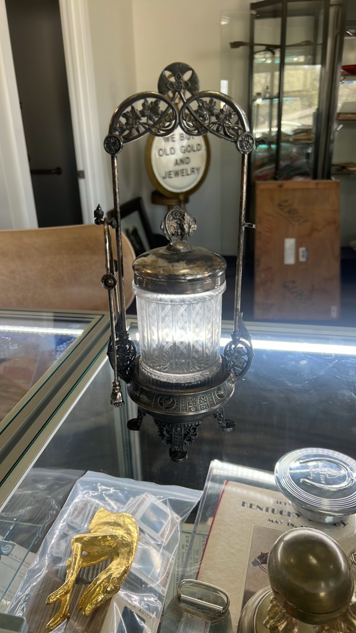 Victorian era silver plated pickle castor