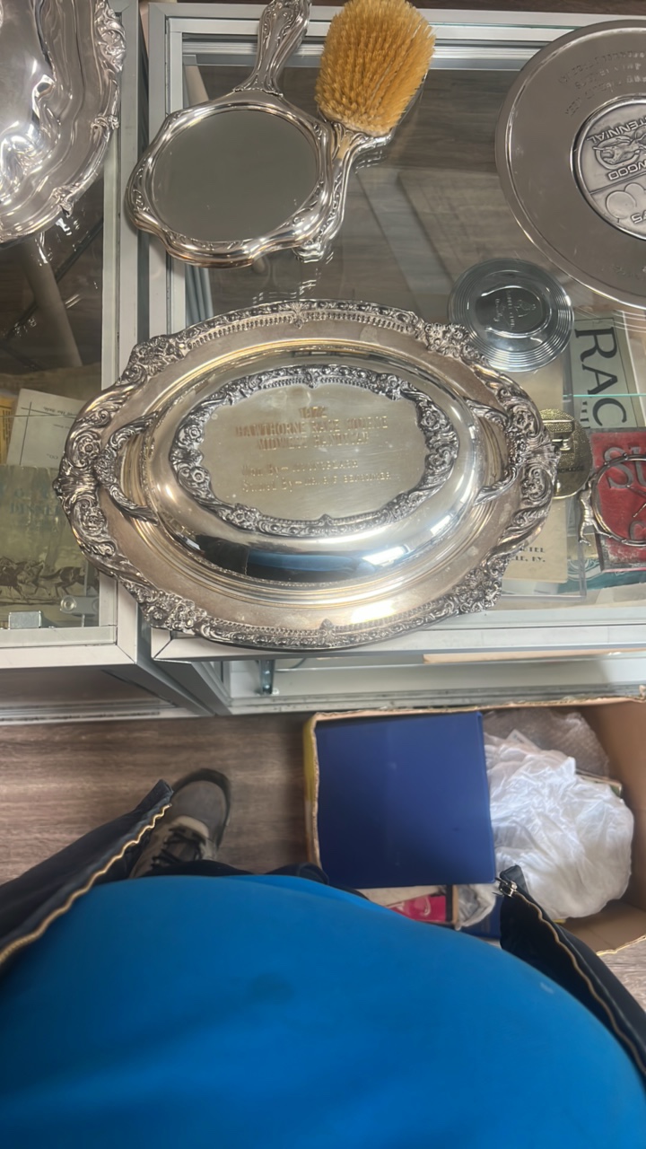 1972 silver plated hawthorn race course Midwest handicap 1st place trophy won by moon splash