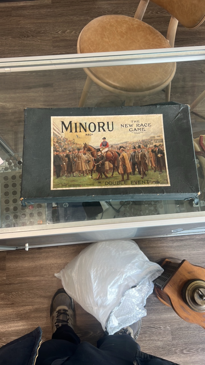 early 1900s minoru horse racing game in original box