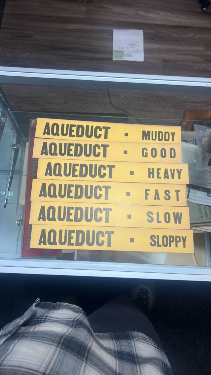 aqueduct race track track conditions signage