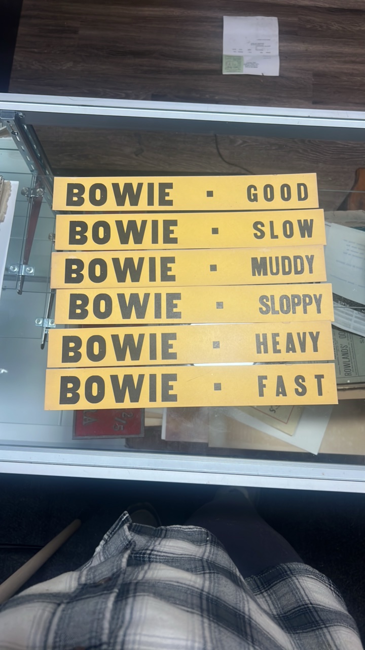 Bowie race track track conditions signage