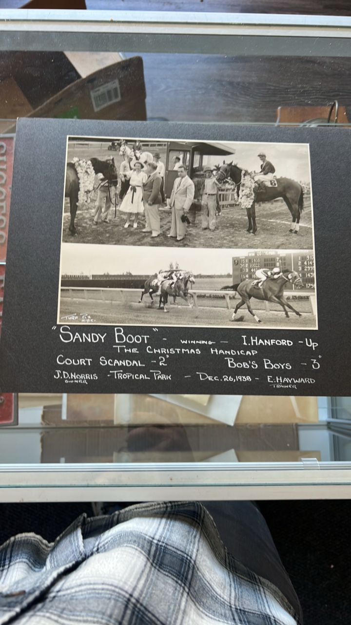 1938 sandy boot horse racing photograph