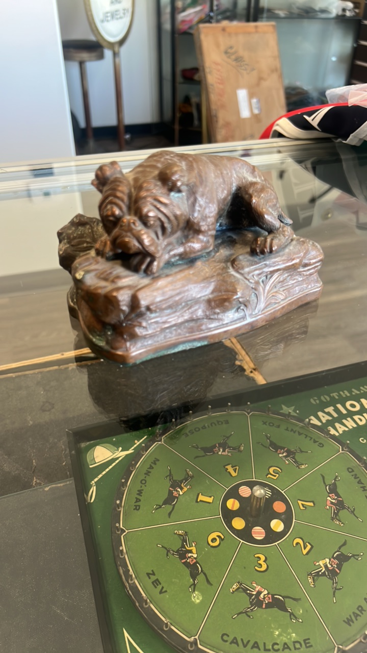 vintage bronze dog statue